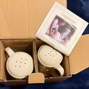 Longaberger Ivory Salt and Pepper Shaker Set NEW